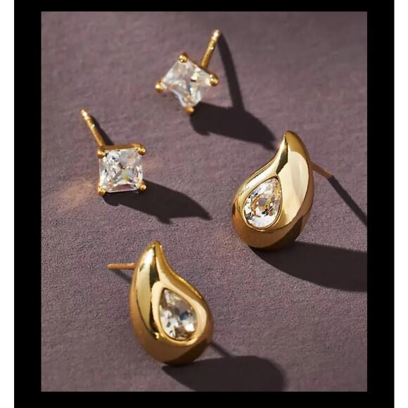 Anthropologie Festive Crystal Post Stud Earrings - Picture 1 of 3